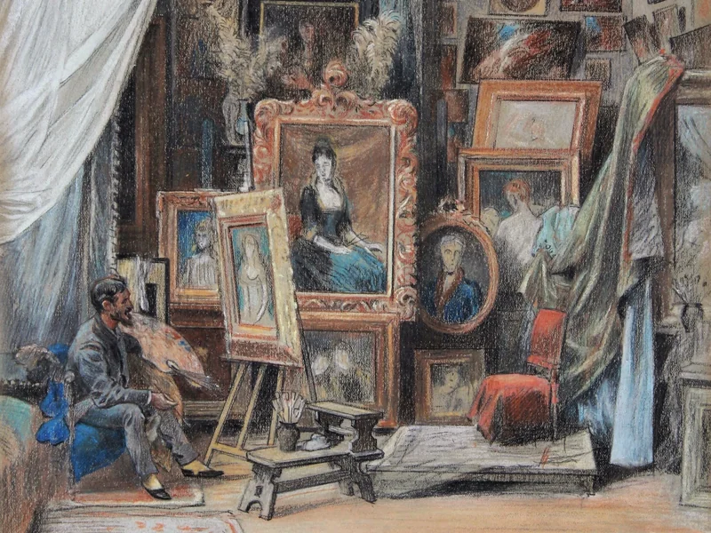 1849-Frédéric Régamey - The Studio of the painter Jules Machard in 1887
